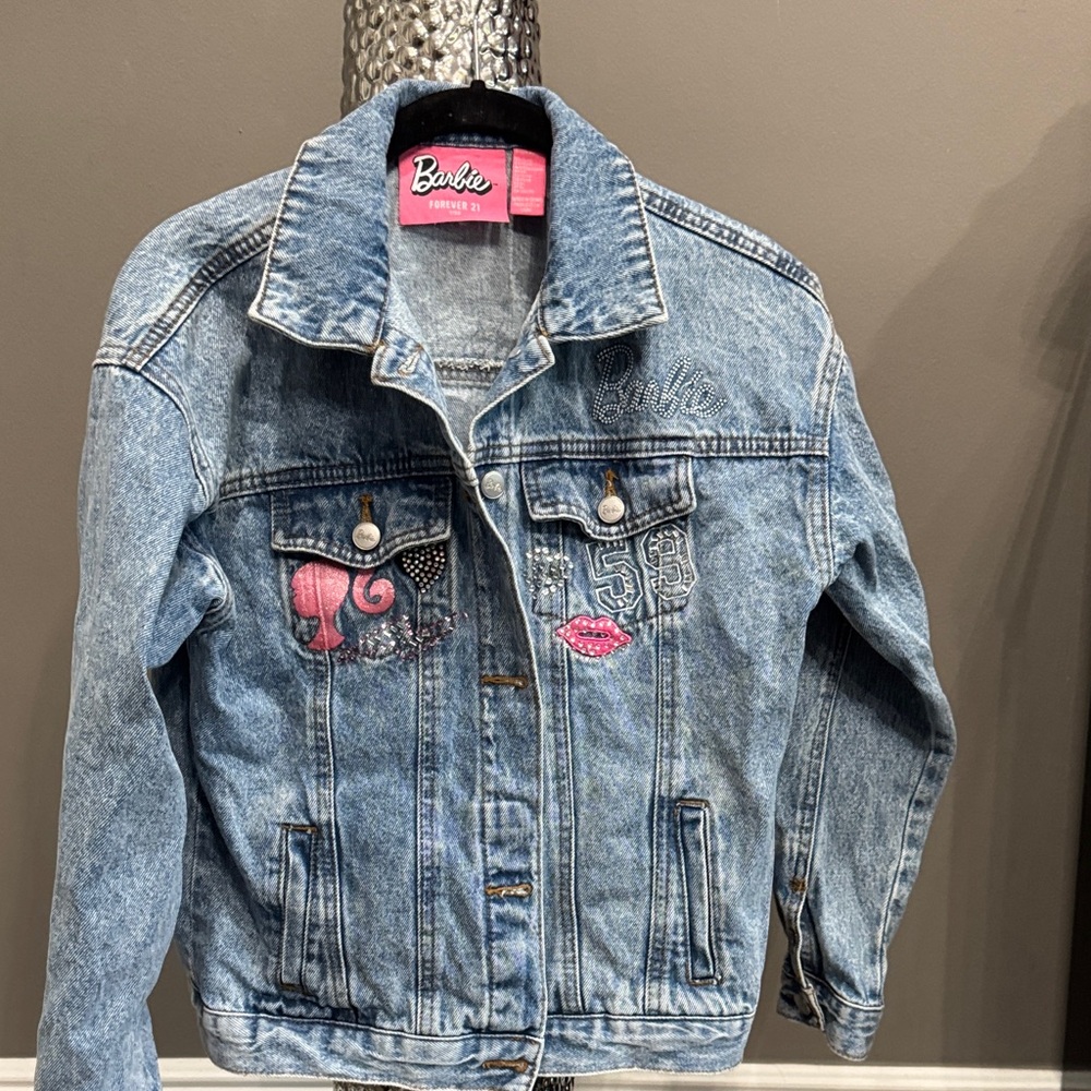 Forever 21 Barbie Kids Jean Jacket with Pink Accents